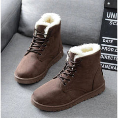 Women's fur lace-up winter boots