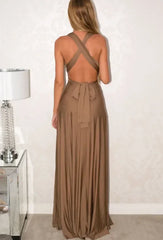 Deep V-neck Sleeveless Strapped Evening Party Club Maxi Dress