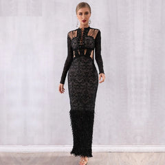 Lace Hollow Out Mermaid Celebrity Evening Party Dresses
