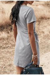 Asymmetrical belt high street short dresses