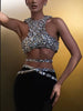 Beading Tank Maxi Long Two Pieces Skirt Bandage Celebrity Designer Set