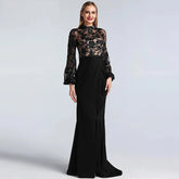 High Neck Sequined Mermaid Design Evening Dresses
