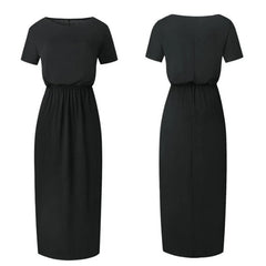 Short Sleeve Side Slit Loose Evening Party Long Boho Maxi Dress