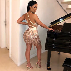 Halter Sheath Mini Dress Backless Elegant Dress Party Night