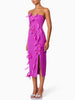Elegant Strapless Solid Slimming Spliced Appliques High Waist Split Midi Dress