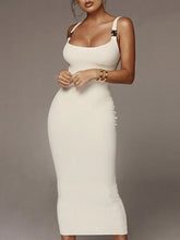 Casual Solid Color Metal Details Sleeveless Bodycon Pencil Dress