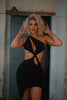 Backless One Shoulder Cut Out Evening Club Party Mini Bandage Dress
