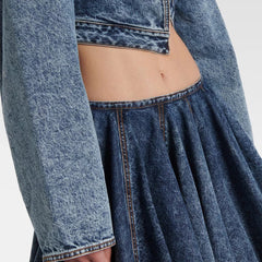 Two Piece Sets Lapel Long Sleeves Top High Waist Spliced Folds Skirts Set