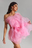 Flower Big 3D Rose Floral One Shoulder Mini Dress