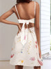 Casual Floral Print Tie Up Bow Sleeveless Strap Mini Dress