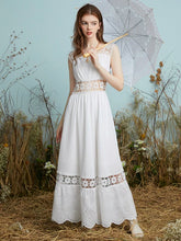 Lace Hollow Stitch Sleeveless Big Swing Maxi Dress