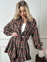 Elegant Print Casual Lapel Long Sleeve Button Shirts And High Waist Pleated Mini Skirts Set
