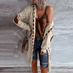 Women's open-knit hooded cardigan