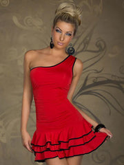 Elegant One-Shoulder Ruffled Milk Silk Club Mini Dress