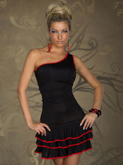 Elegant One-Shoulder Ruffled Milk Silk Club Mini Dress