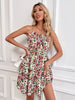 Casual Floral Print Backless Sleeveless Lace-up Beach Style Mini Dress
