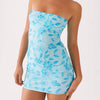 Casual Boho Shiny Sequins Strapless Slim Fits Floral Bodycon Mini Dress