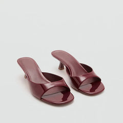 Retro Brown Leather Designer Slides Beach Party Shoes