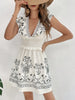 Casual Viscose V-neck Sleeveless Printed Fit And Flare Mini Dress