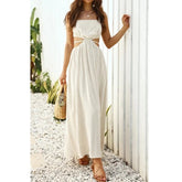 Elegant Backless Waist Hollow Out Casual Maxi Dress