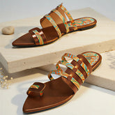 Clip Toe Flat Sandals Pointed Toe Gladiator Slippers for Light Comfort Shoes