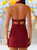 Casual Solid Halter Off Shoulder Sleeveless Backless Bodycon Tank Mini Dress
