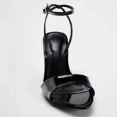 Patent Leather High-Heel Sandals Open-Toe Ankle Strap Buckle Brand Designer Shoes