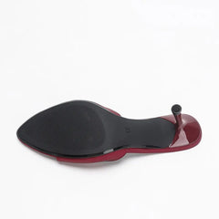 Luxury Satin Burgundy Slippers Pointed Toe High Heel