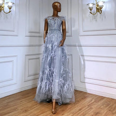 Elegant Feathers Beading A-Line Evening Dresses