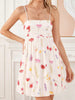 Casual Floral Print Tie Up Bow Sleeveless Strap Mini Dress