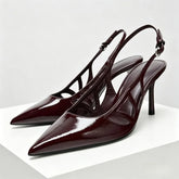 Luxury Designer Pumps Pointed Toe Patent Leather Slingback High Heel