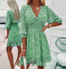 Bohemian Pullover Fragmented Short Sleeve Flower Printed Mini Dress
