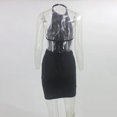 Halter Shiny Slim Backless Club Elegant Mini Dress