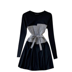 Chic O Neck Long Sleeve A-line Style Streetwear Short Dress