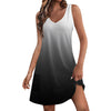 Casual V Neck Sundress With Pockets A-LINE Sleeveless Mini Dress