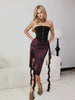 Elegant Single-Breasted Corset Tassel Mesh Skirts Two Piece Set