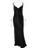 Elegant Spaghetti Strap Backless Satin Lace Up Trumpet Evening Bodycon Party Dresses