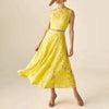 Elegant Round Neck Sleeveless Top High Waist Spliced Lace Embroidery Skirt Two Piece Sets