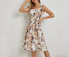 Elegant Sleeveless Halter Strappy Printed Cocktail Party Knee Length Dress