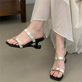 Design Narrow Band Button Hollow Strange Heel
