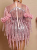 Elegant Luxury Empire Sequin Tassel Bodycon Mini Dress