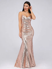 Prom V-Neck Mermaid Sleeveless Bodycon Floor-Length Dresses