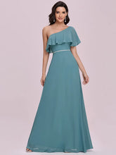 Prom A-Line One Shoulder Sleeveless Backless Evening Dresses