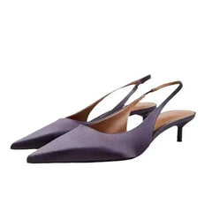Elegant Purple Satin Low Heel