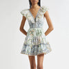 Casual V Neck Sleeveless Zipper Patchwork Printing Mini Dress