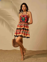 Elegant Slash Neck Spaghetti Strap Halter Chic Backless Sleeveless Evening Mini Dresses