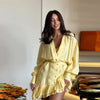 Elegant Ruffled V Neck Loose Beach Style Irregular Hem Mini Dress