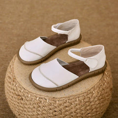 Retro Handmade brown Leather Flats Sandals Casual Versatile Comfortable Soft Sole Shoes
