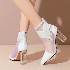 Rubber Soled Dance Boots Spring Pointy Rhine-diamond Tassel High Heel