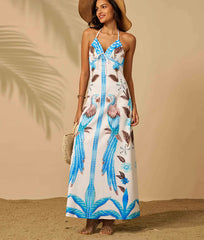 Elegant Beautiful Halter Backless Slim Beach Leisure Graduation Perform Maxi Dress
